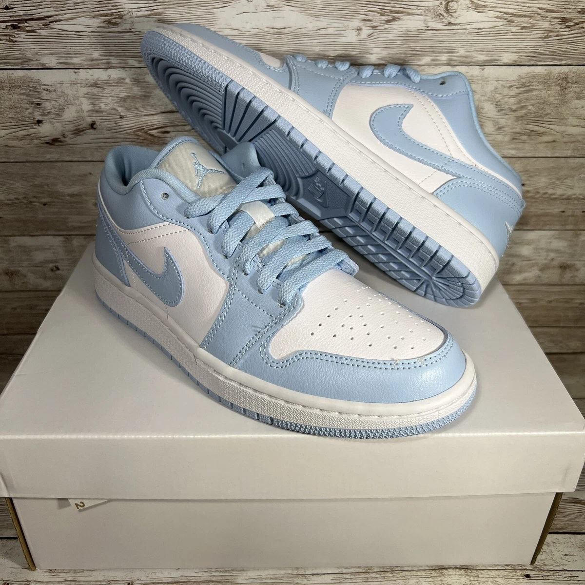 DC0774-141 Nike Jordan 1 Low Aluminum Ice Blue White Sky University  (Women's)