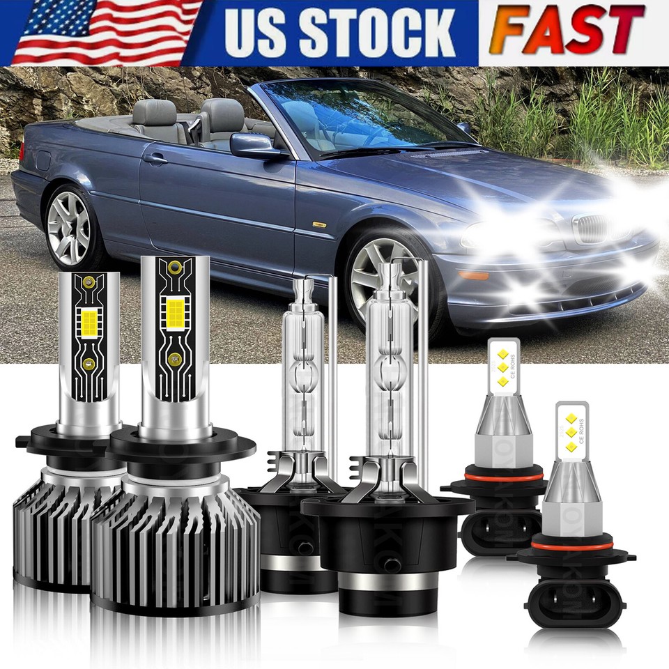 For BMW 325Ci 2001 6Pcs LED HID Headlight Bulbs Kit High Low Beam+Fog