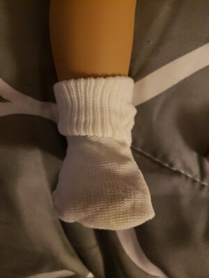 4 Pr. White Cuff Ankle/Crew Socks fit Dolls, 12''-18 CPK, Was Effanbee, Stretchy