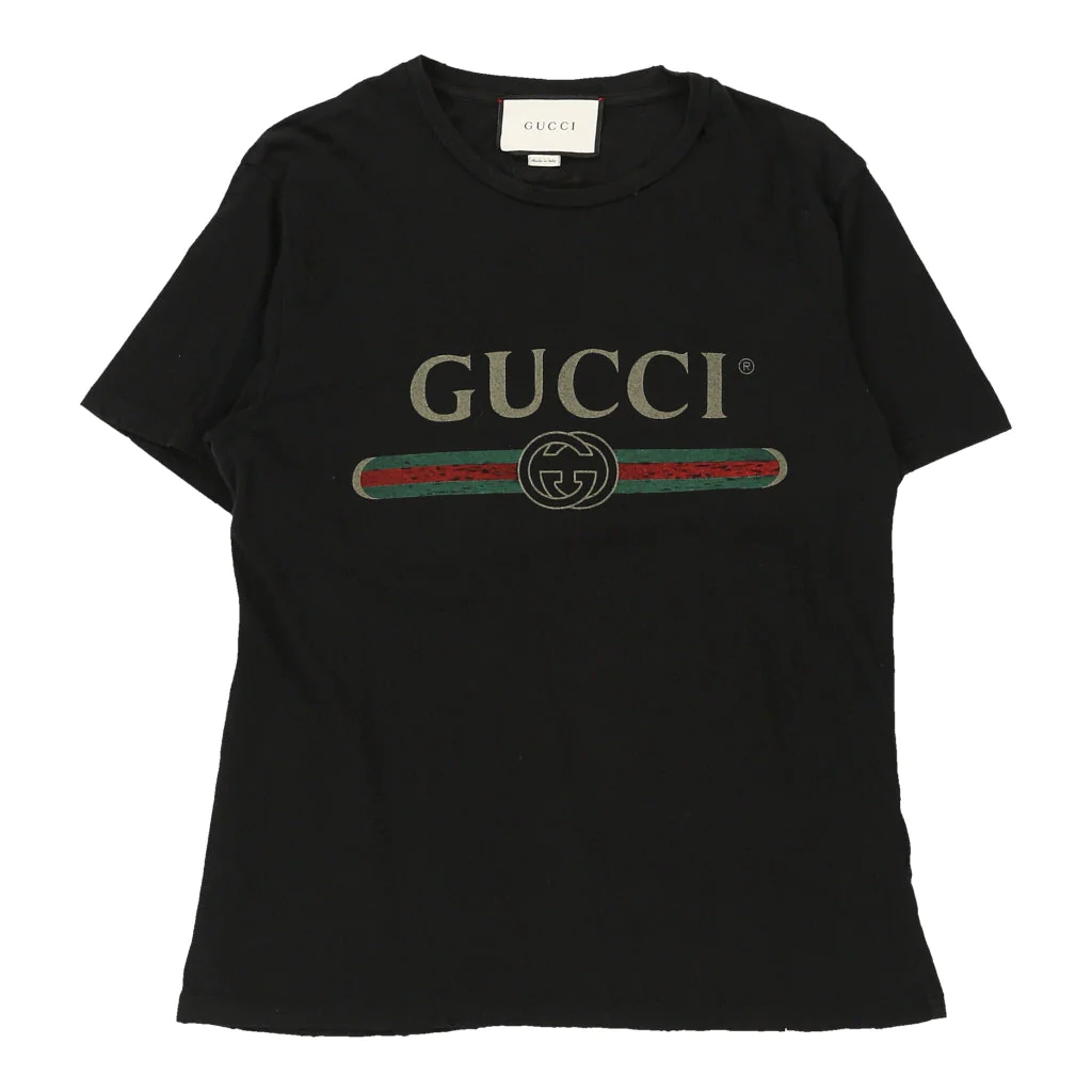 Gucci Spellout T-Shirt - Medium Black Cotton | eBay