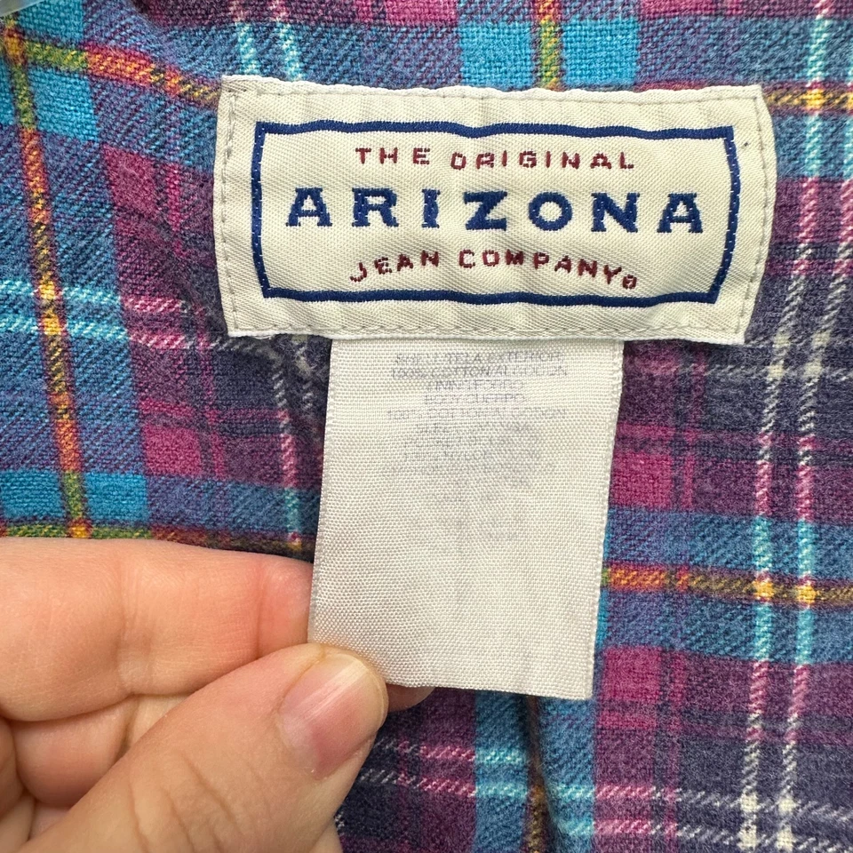 Chaqueta vaquera de colección de los 90 para mujer pequeña de franela forrada a presión bordado logotipo Arizona Foto 3 de 4