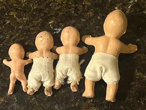 Vintage Antique Mini Baby Doll Dollhouse Composition? Figures Lot - Picture 6 of 7