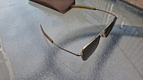 American Optical AO Sunglasses 5 1/2 Gold USA Pilot Aviator Vintage Glass Lenses - Picture 5 of 11