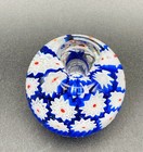 Millefiori Art Glass Paper Weight Bright Blue and White Flowers — photo 2