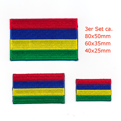 3 Mauritius Rodrigues Port Louis Flaggen Flags Patch Aufnäher Aufbügler Set 1019