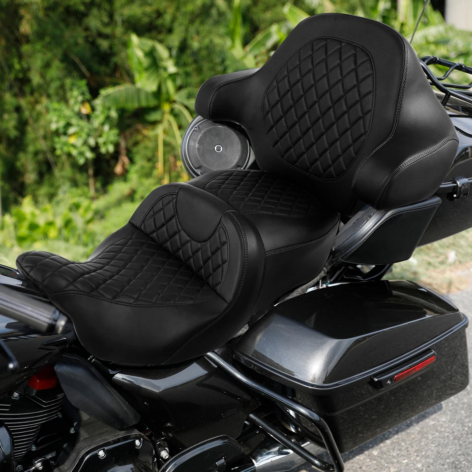 Asiento y respaldo de pasajero de conductor negro apto para Harley Touring Tri Glide 14-2023 Foto 2 de 4