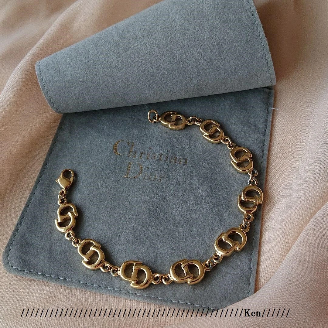 Susan Caplan Vintage Christian Dior 22ct Gold Plated Oval Logo Chain  Bracelet Gold