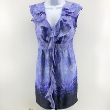 Michael Kors Sz 6 Purple Dress W/ Pockets Fully Lined V Neck Sleeveless Ruffle