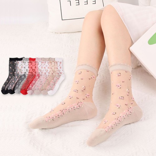 1 Paar Seide In Kristallseide Frauen Kurze Socken In Baumwollstätten Socken F ↓ - Bild 2 von 28