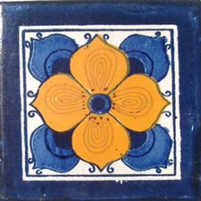  C010 Mexican Tile sample Ceramic Handmade 4x4 inch, GET MANY AS YOU NEED  