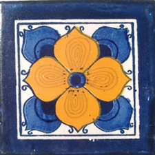 #C010) Mexican Tile sample Ceramic Handmade 4x4 inch, GET MANY AS YOU NEED !!