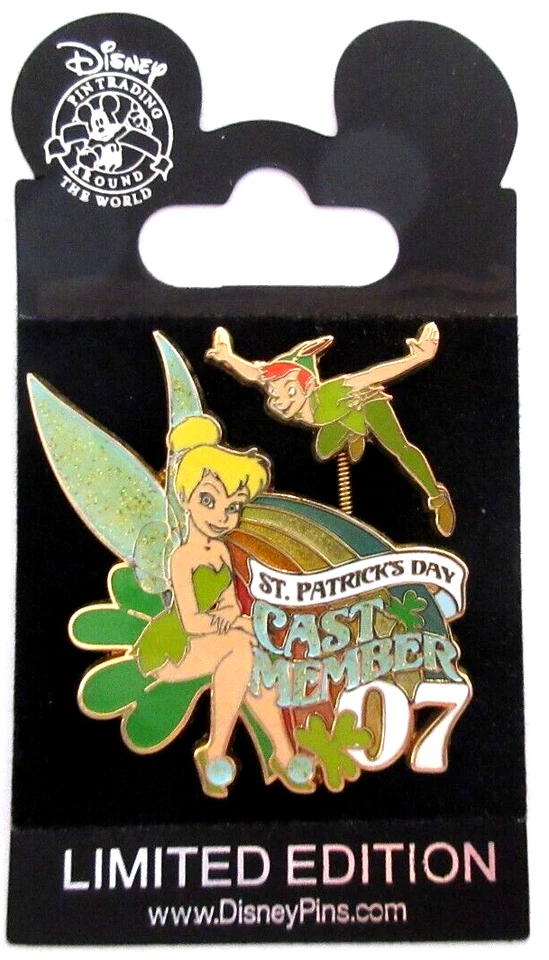 DISNEY 2007 TINKER BELL & PETER PAN 🌈ST. PATRICK'S DAY🍀PIN - LE 1000 - #52887 - Image 2 of 3
