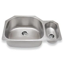 32x21" Kitchen Sink Offset Double Bowl Undermount MG-3221-R 18 Stainless Steel