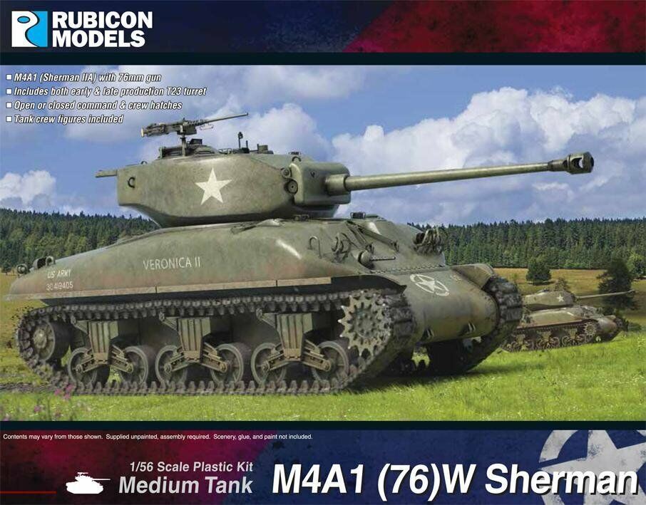 M4A1 Sherman IIA with 76mm gun - 1/56 scale plastic kit Rubicon 280087