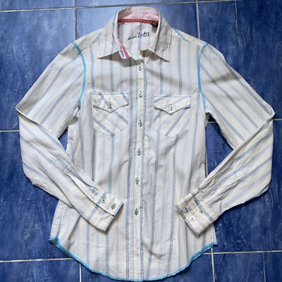 Arnold Zimberg Women Pink Long Sleeve Button-Down Pinstripe Off-White Shirt XS
