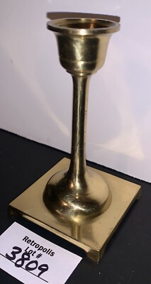 #ad Vintage 4quot; Brass Candlestick Holder Square Base $15.38