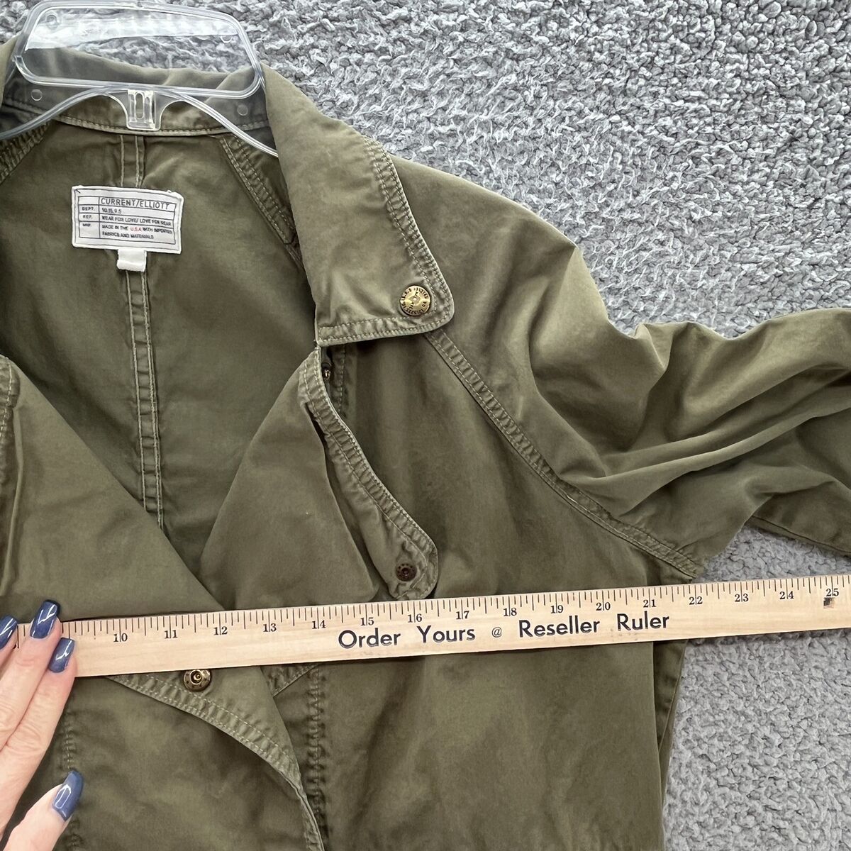 Current Elliott Jacket Womens S Green Cotton Utility Current Elliott Jacket Womens S Green Cotton Utility