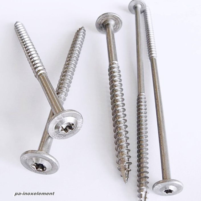 Tellerkopf Holzbauschrauben mit Schneidkerbe 8mm Torx Edelstahl VA Holzschrauben