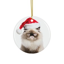 Hanging Ceramic Christmas Tree Ornament - Himalayan Cat Design
