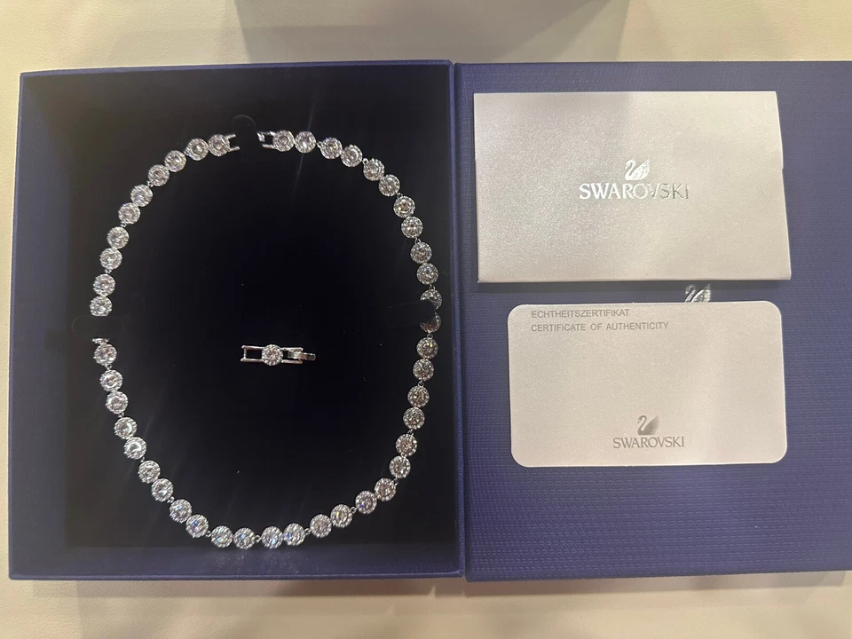 Swarovski Angelic 38cm Collana da Donna con Cristalli Placcatura Rodio - Bianca - Immagine 3 di 4