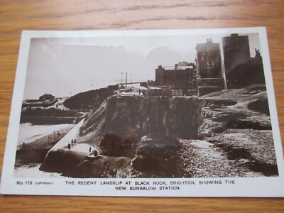 Echtfoto Postkarte 1946. Der jüngste Erdrutsch in Black Rock, Brighton. Spruch PM