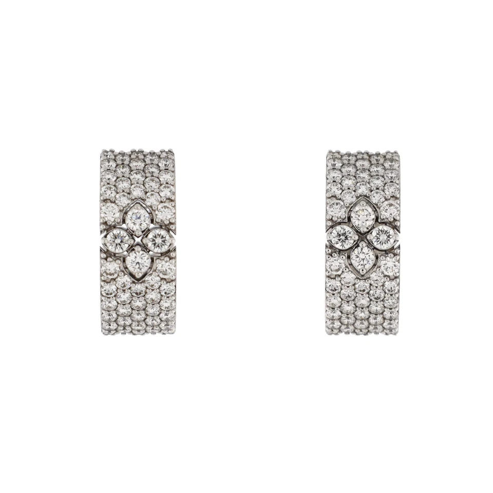 Roberto Coin Love in Verona Hoop Earrings 18K White Gold with Pave Diamonds