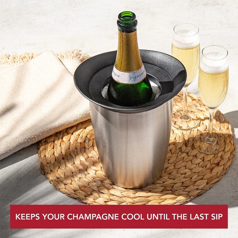 Enfriador de champán Vacu Vin - Enfriador de botellas activo de acero inoxidable - Incluye... Foto 4 de 4