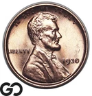 1930 Lincoln Cent Wheat Penny, Lustrous Solid Gem BU++ RD, Bright Red