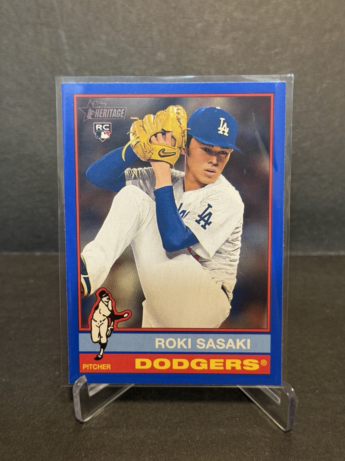 Roki Sasaki 2025 Topps Heritage Dark Blue Border #224 RC Los Angeles Dodgers