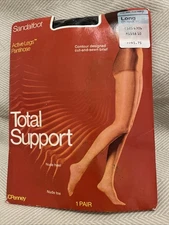 Vtg JCPenney Total Support Active Legs Pantyhose NOS In Package Off Black SZ Lon