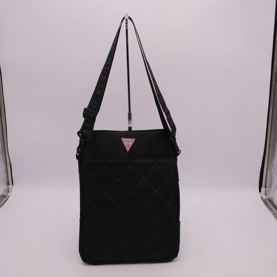 Black Guess Shoulder Cross Body Laptop Computer Bag Quilted W/Inner Pockets EUC - Image 2 of 4