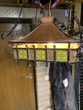 Arts and Crafts Antique Light Shade  Art Deco Copper Ceramic light Canopy Shade