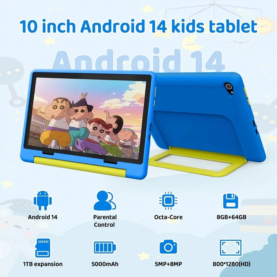 YITCI Tablet Bambini 10 Pollici Android 14 Display HD 1280X800 Batteria 5000Mah - Immagine 4 di 4