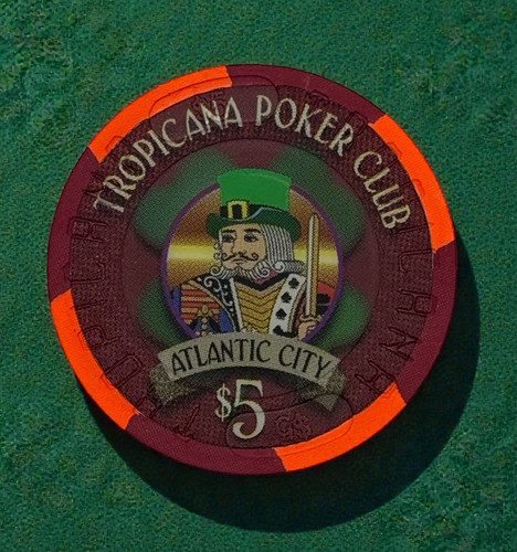 TROPICANA POKER CLUB CASINO ATLANTIC CITY $5 CASINO CHIP ST. PATRICKS DAY