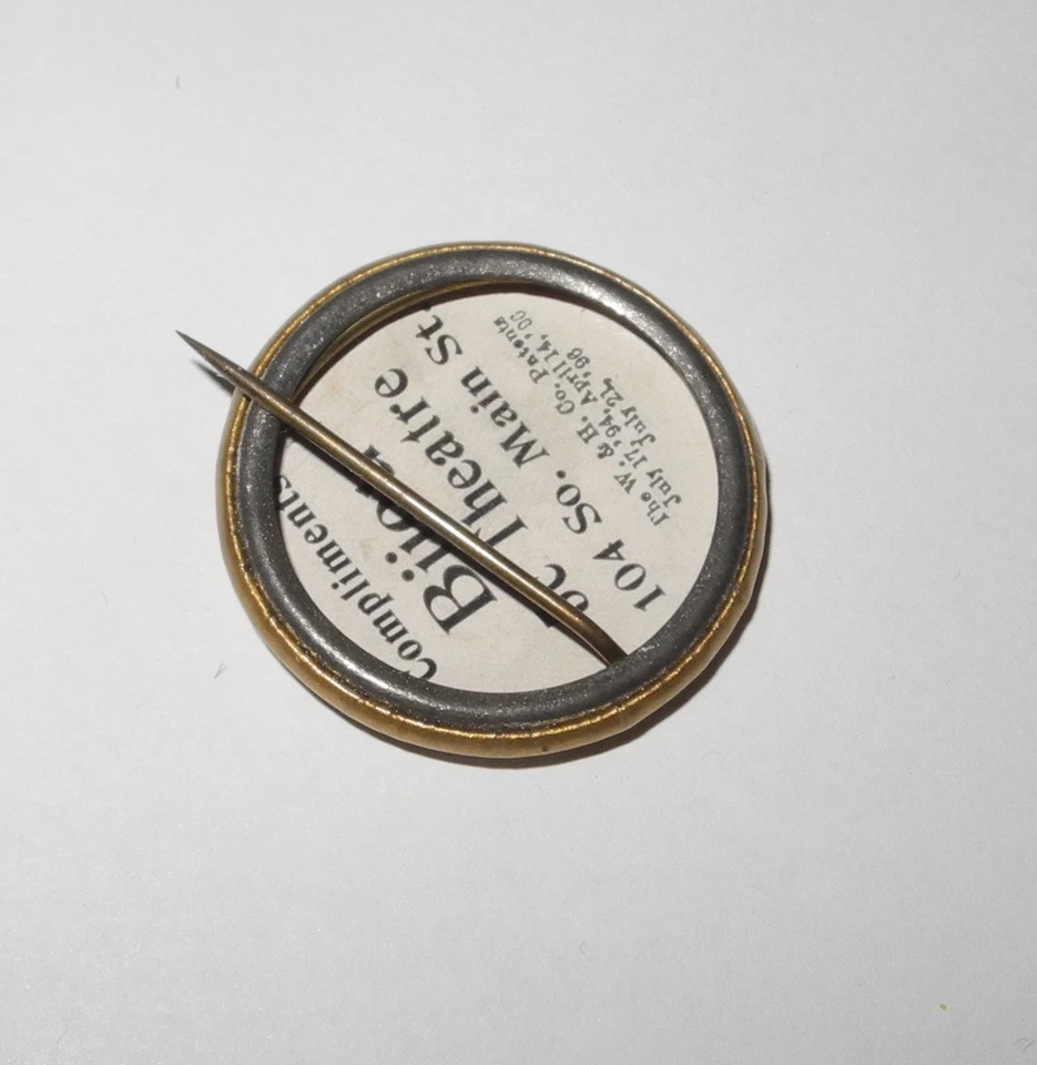 1896 Baseball Position Player Captain Advertisement Gold Color Pin Button - Image 2 of 2