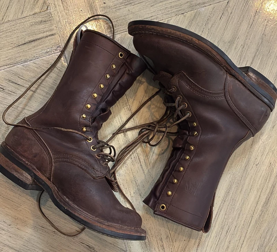 Whites 手工制作男式 10 Xwide 棕色皮靴 Logger Packer 系带 5 英寸宽 — 第 4/4 张图片