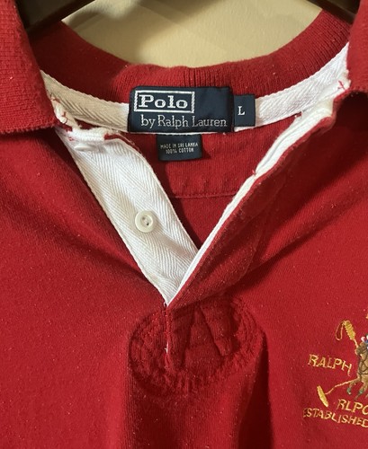 Polo Ralph Lauren Shirt Red Mens Large Ralph Lauren Polo Club - Picture 2 of 4