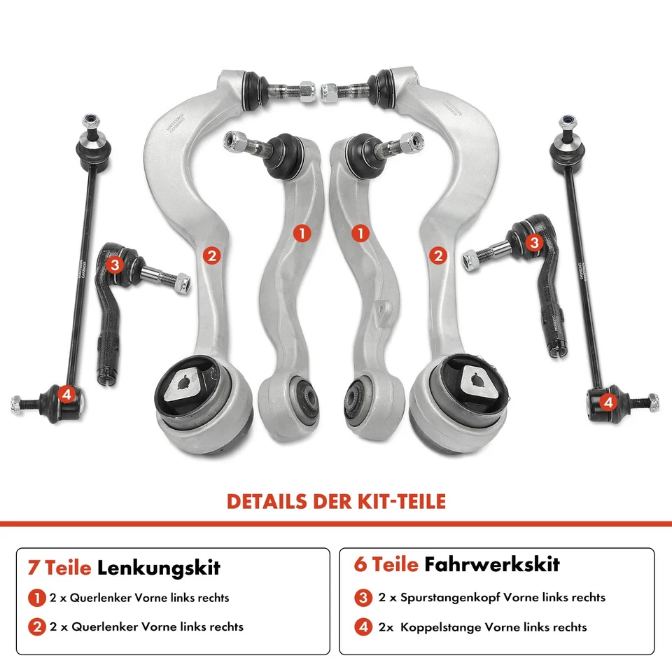 8PCS Front Control Arm Set Coupling Rod for BMW E60 2001-2010 E61 2004-2010 - Image 2 of 4