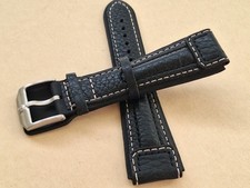Luminox Flanged Black leather watch band 22mm lug