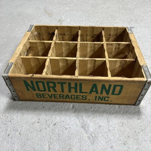 Vintage Northland Beverage Wooden Crate 12 Slot Sturdy-Bilt Box Vtg 1960s 1970s