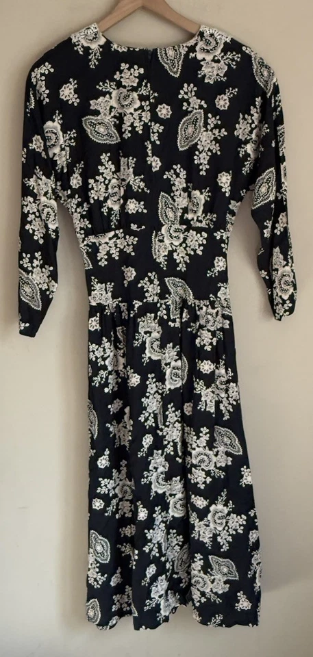 Vestido Vintage Años 90 Y2K Estampado Rayón Encaje Hiedra Impresiones Mujer Talla 8 10 Foto 4 de 4