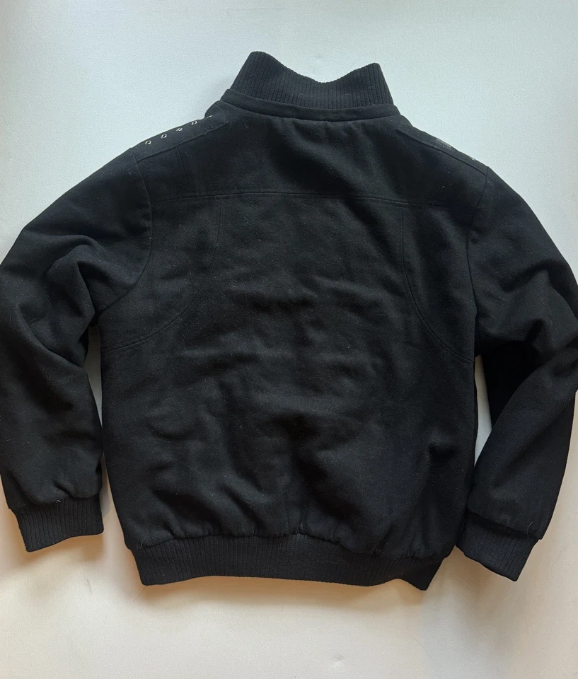 Coogi Coat Mens XL Black Wool Blend Zip Snap Winter Jacket Bomber Baggy Street - Image 2 of 4