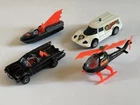 Vintage Diecast Corgi Juniors Batman Batmobile, Batcopter, Batboat, Jokermobile