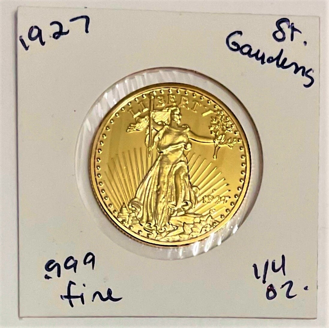 Superb 1/4 ounce .999 fine GOLD Clad St. Saint Gaudens 1927