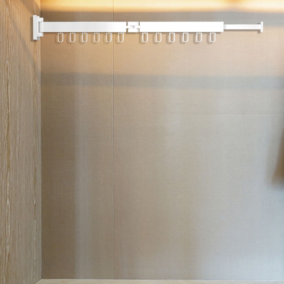 Foldable Clothes Drying Hanger Retractable Clothes Rack (2 rod white 12