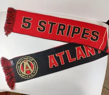 MLS Atlanta United Scarf by Ruffneck HTF "5 Stripes One City" 60" Black Red Tan