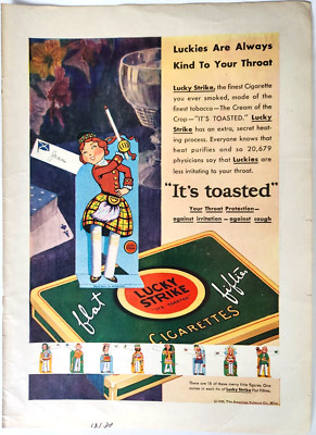 Lucky Strike Cigarette 1930 Magazine Ad Art Print Luckies Paper World Figures