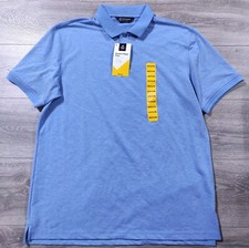 Members Mark Shirt Adult Medium Blue Stretch Pique Polo Work Uniform Mens