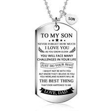 To My Son Dog Tag Necklace from Dad Best Wish to My Son Never Forget How.Love Da