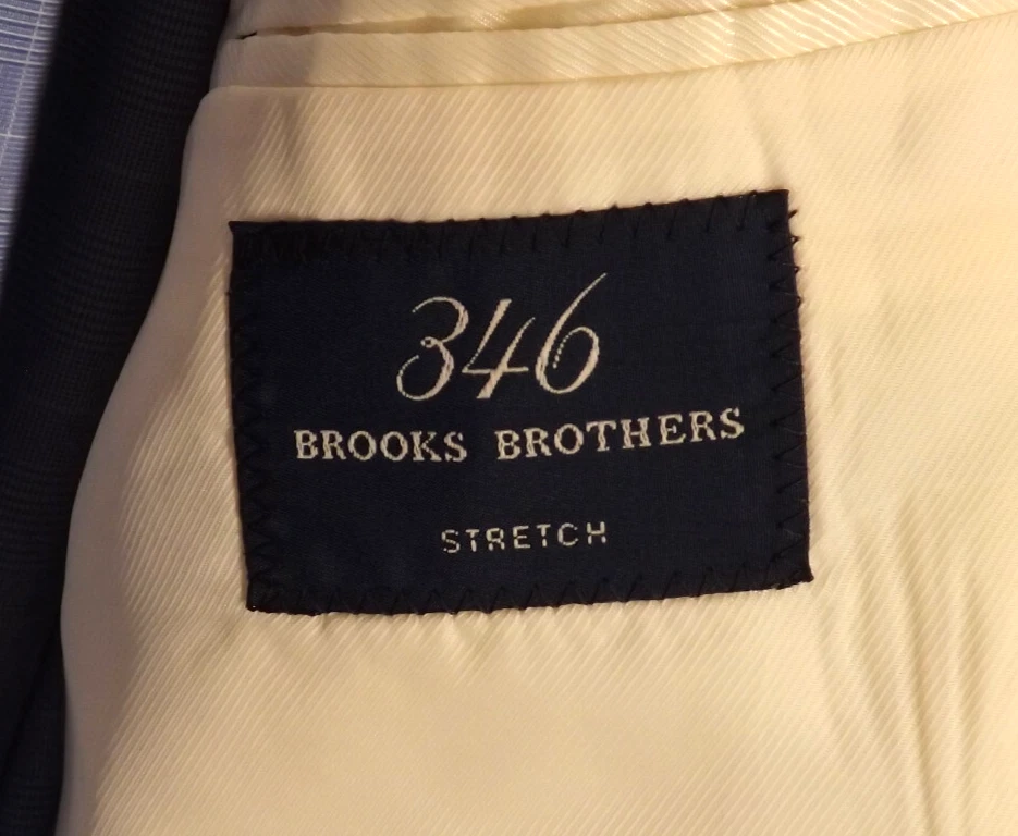 Brooks Brothers 346 Suit 43L Stretch Khaki Cotton 34x32 Pleated Pants 3 Btn - Image 4 of 4